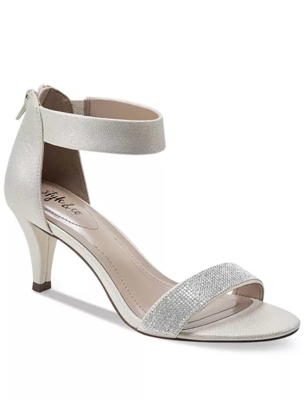Style & Co. Women's Metallic Silver Ankle-Strap Dress Sandal